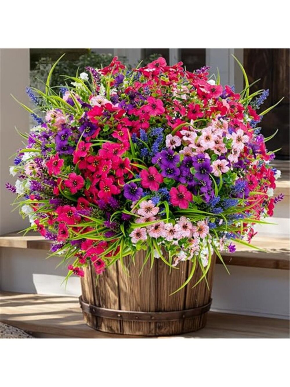 Artificial Outdoor Flowers UV Resistant Faux Plants Porch Garden Decor 16PCS